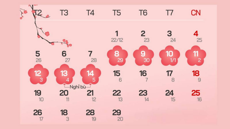 Lịch nghỉ Tết Nguyên Đán 2024 của công chức, viên chức