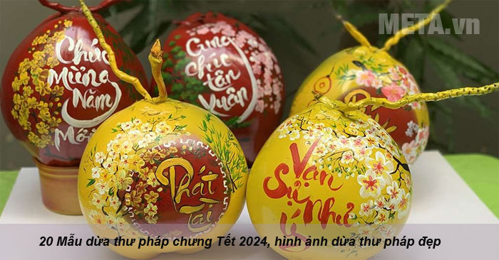 Các mẫu dừa thư pháp đẹp, ý nghĩa