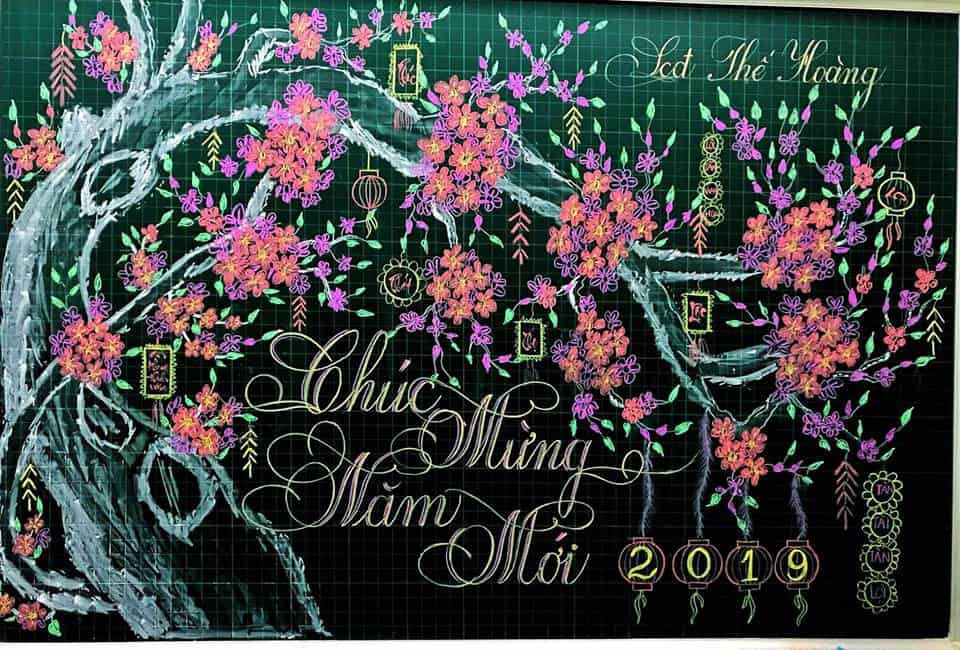 Trang trí bảng ngày Tết