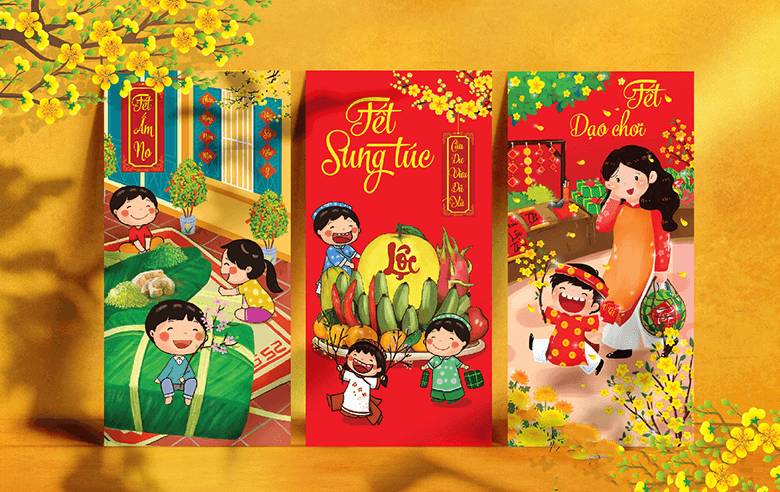 Mẫu bao lì xì chúc mừng năm mới đẹp