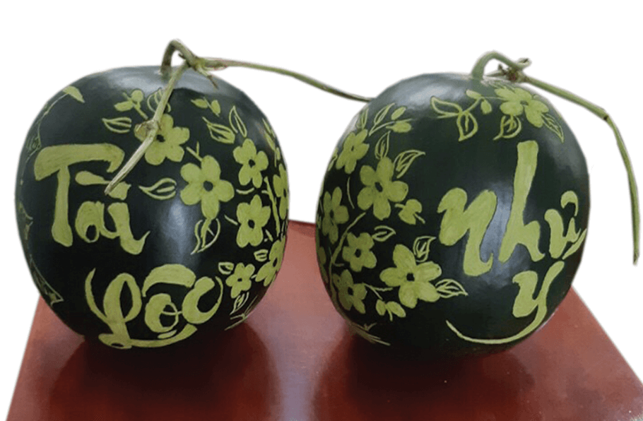 Một số mẫu dưa hấu Tết khắc chữ