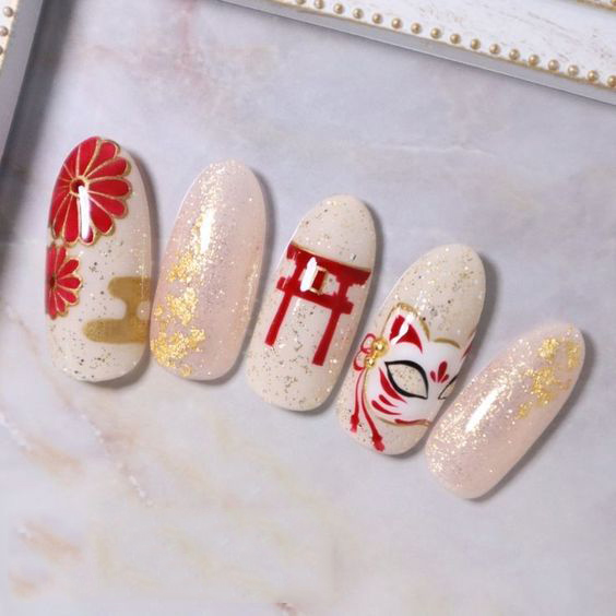 Mẫu nail Tết con mèo