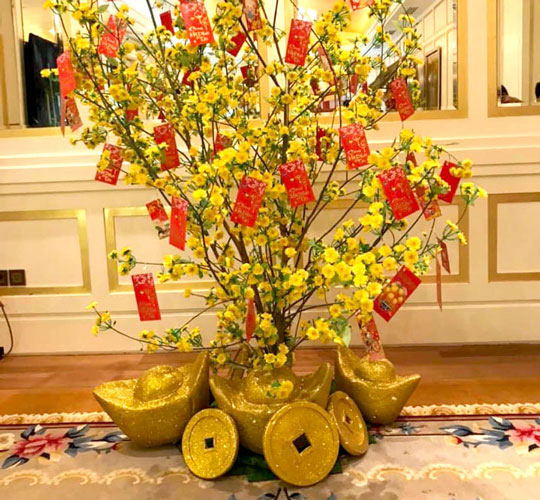 Cây hoa mai giả chơi Tết