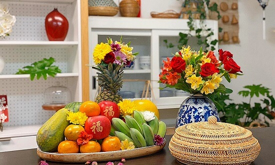 mâm ngũ quả cúng rằm tháng giêng đẹp
