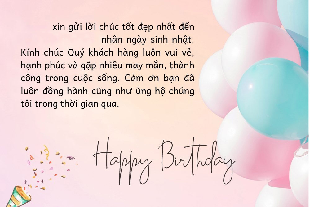 Thiệp chúc mừng sinh nhật khách hàng và đối tác