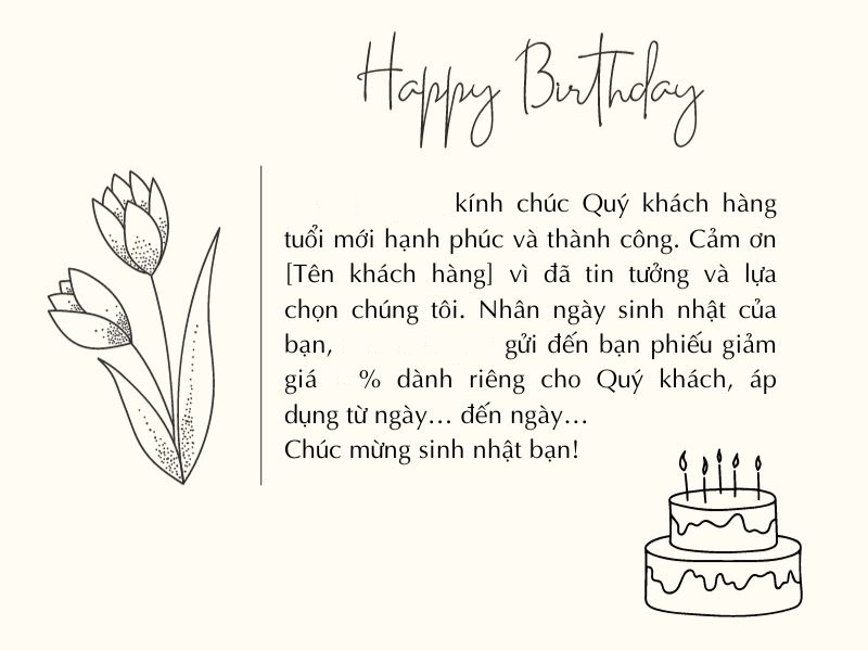Thiệp chúc mừng sinh nhật khách hàng và đối tác