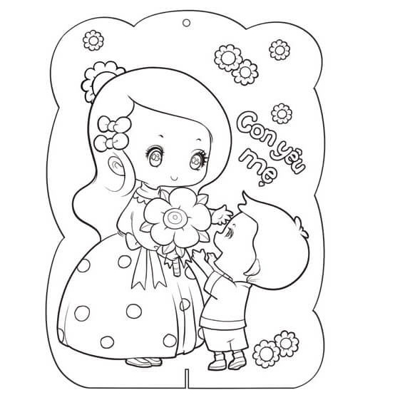 Tranh tô màu ngày 8/3 đẹp nhất cho bé