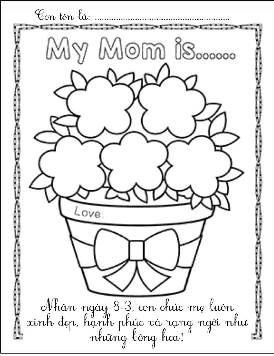 Tranh tô màu chủ đề 8/3 cực đẹp