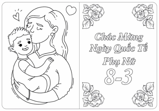Tranh tô màu chủ đề 8/3