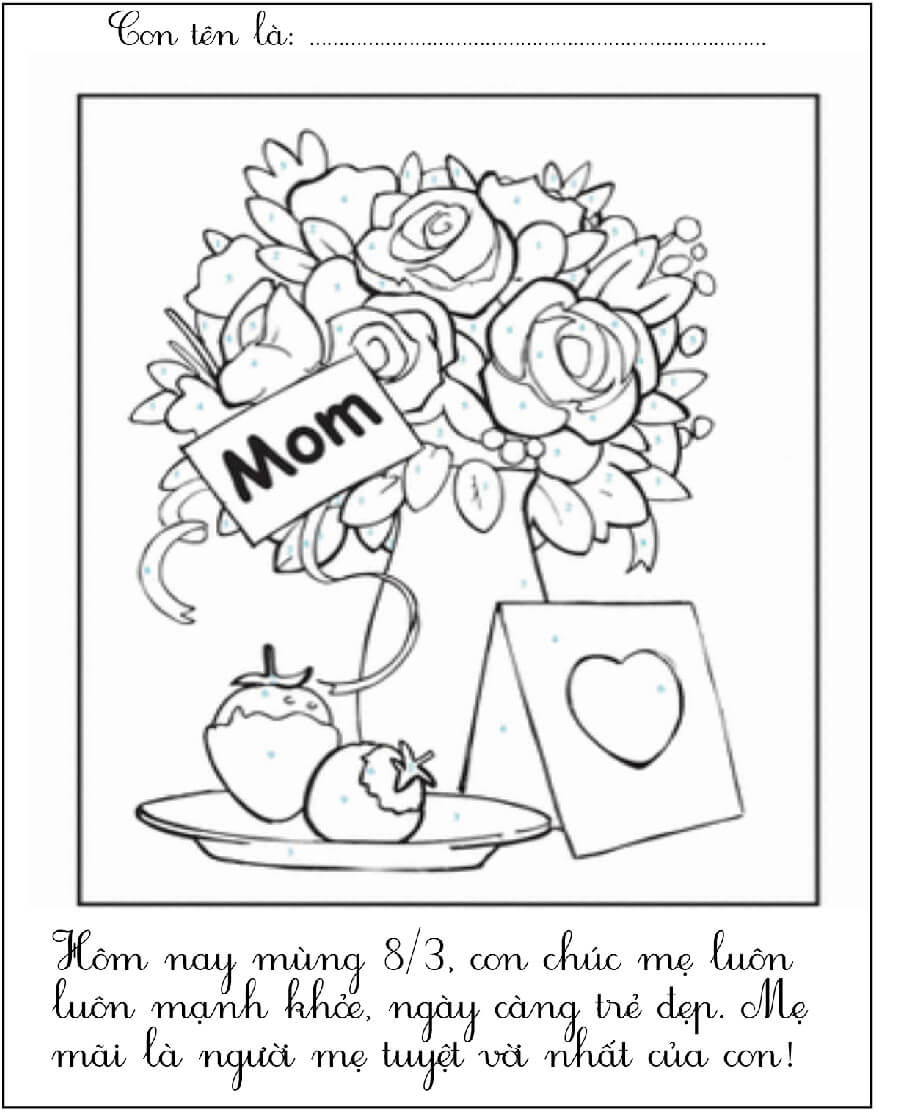 Tranh tô màu ngày Quốc tế Phụ nữ tặng mẹ