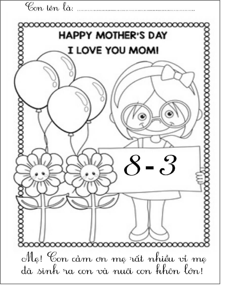 Tranh tô màu ngày Quốc tế Phụ nữ đẹp cho bé