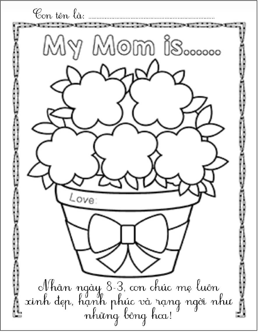 Tranh tô màu ngày Quốc tế Phụ nữ đẹp