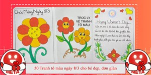 50 Tranh tô màu ngày 8/3 cho bé đẹp, đơn giản