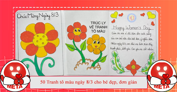 Tranh tô màu đẹp cho bé ngày 8/3