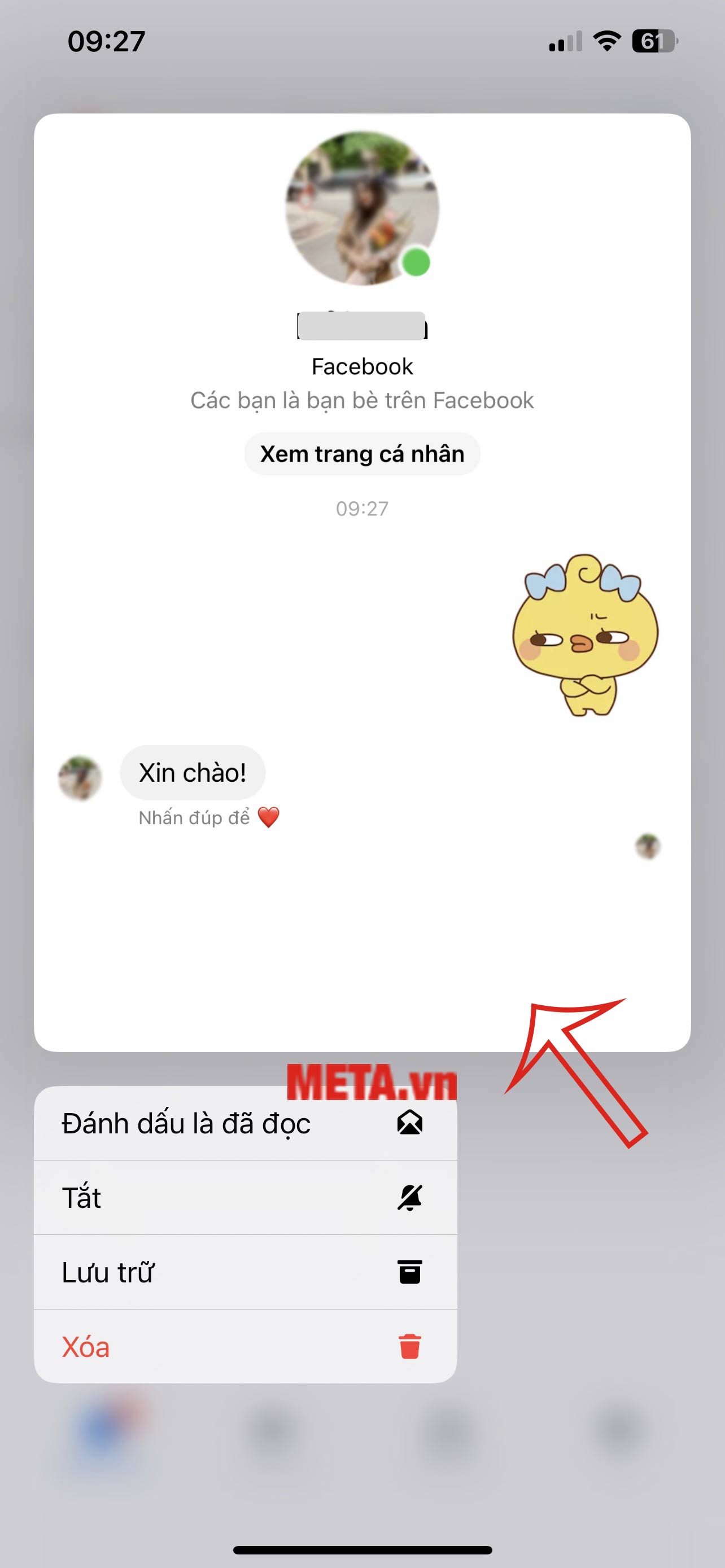 Nội dung mới nhất của đoạn tin nhắn sẽ hiện ra