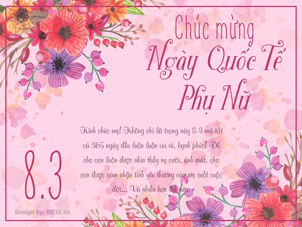 Mẫu thiệp chúc mừng 8/3 cho đồng nghiệp