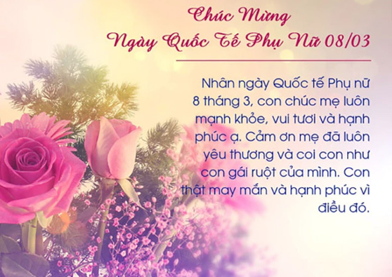 Ảnh chúc mừng 8/3 đẹp nhất cho mẹ