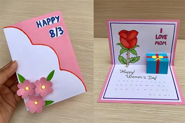 Mẫu thiệp chúc 8/4 bằng giấy A4