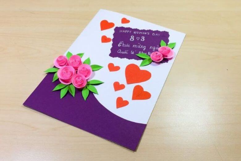 tự làm thiệp 8/3 bằng giấy A4