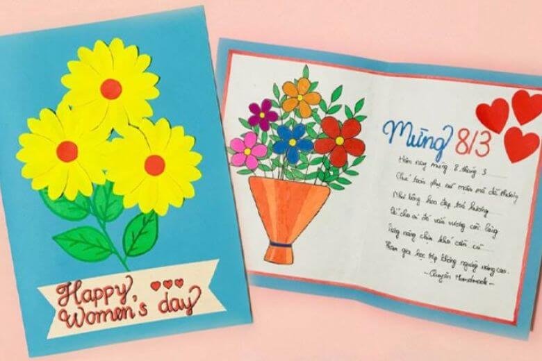 thiệp mừng 8/3 bằng giấy A4