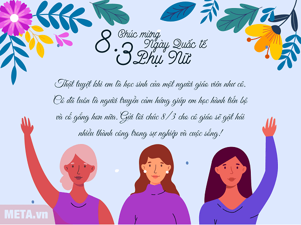 Mẫu thiệp chúc 8/3 cho cô giáo