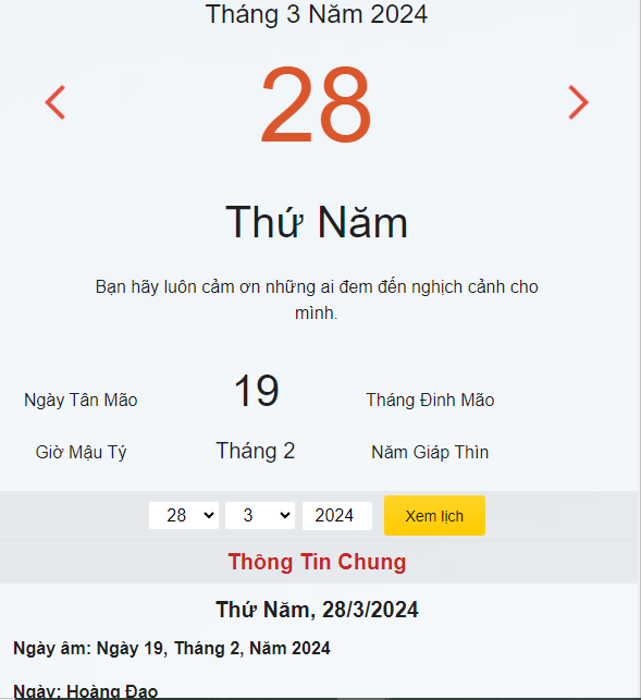 28/3 là ngày tốt