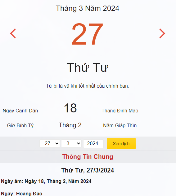 Ngày 27/3 có tốt không