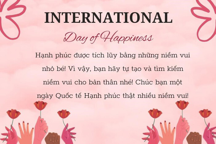 Hình ảnh ngày Quốc tế Hạnh phúc 20/3 có lời chúc cho bạn bè, đồng nghiệp