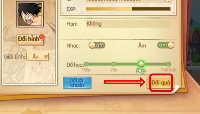 Nhấn chọn biểu tượng Đổi quà