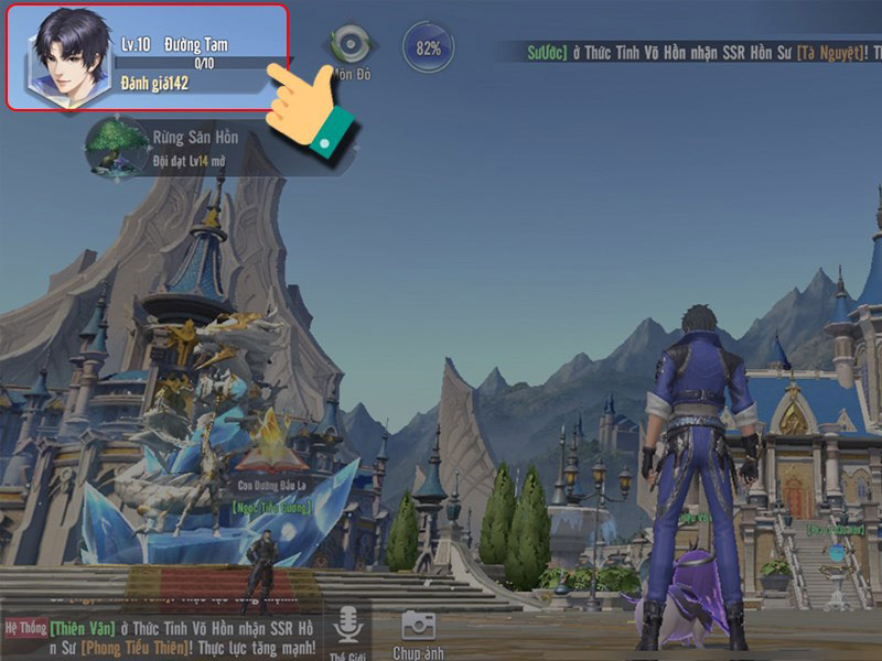 Nhấn vào ảnh đại diện nhân vật của bạn ở góc trên bên trái màn hình