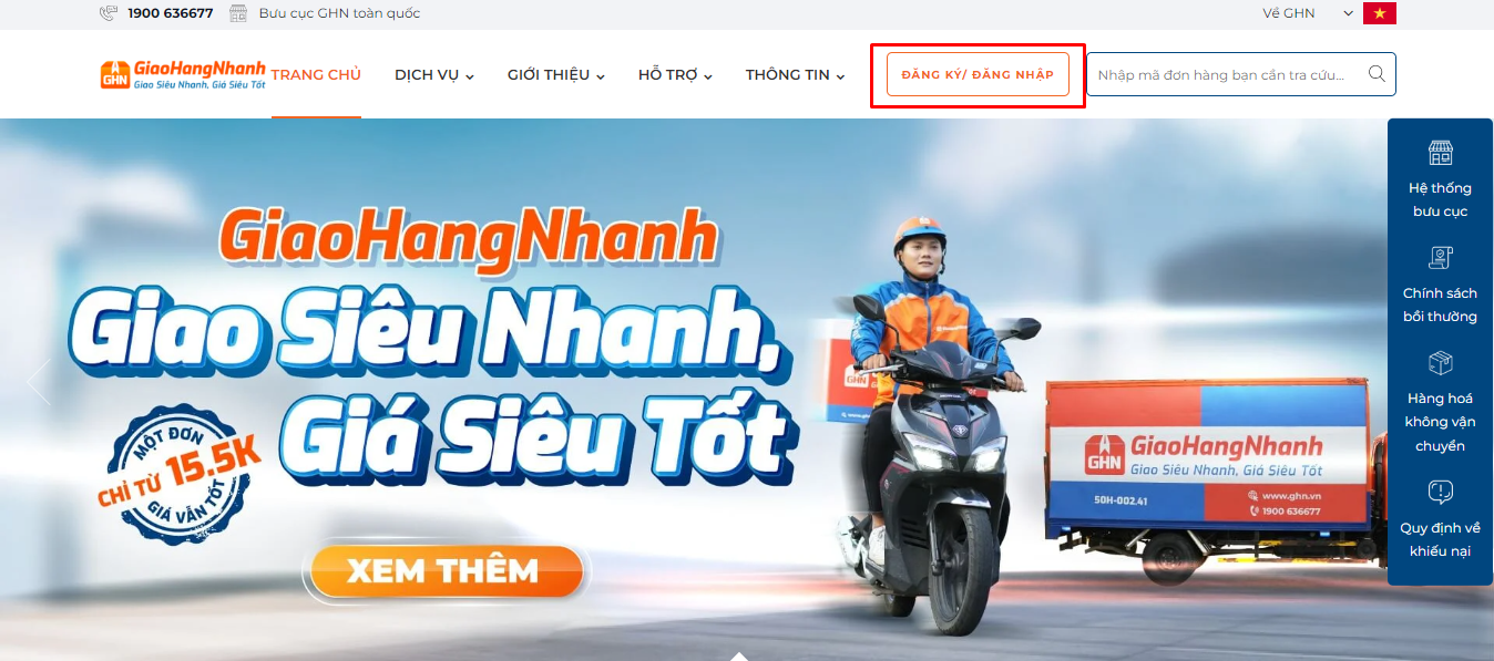 Cách đăng ký tài khoản Giao Hàng Nhanh