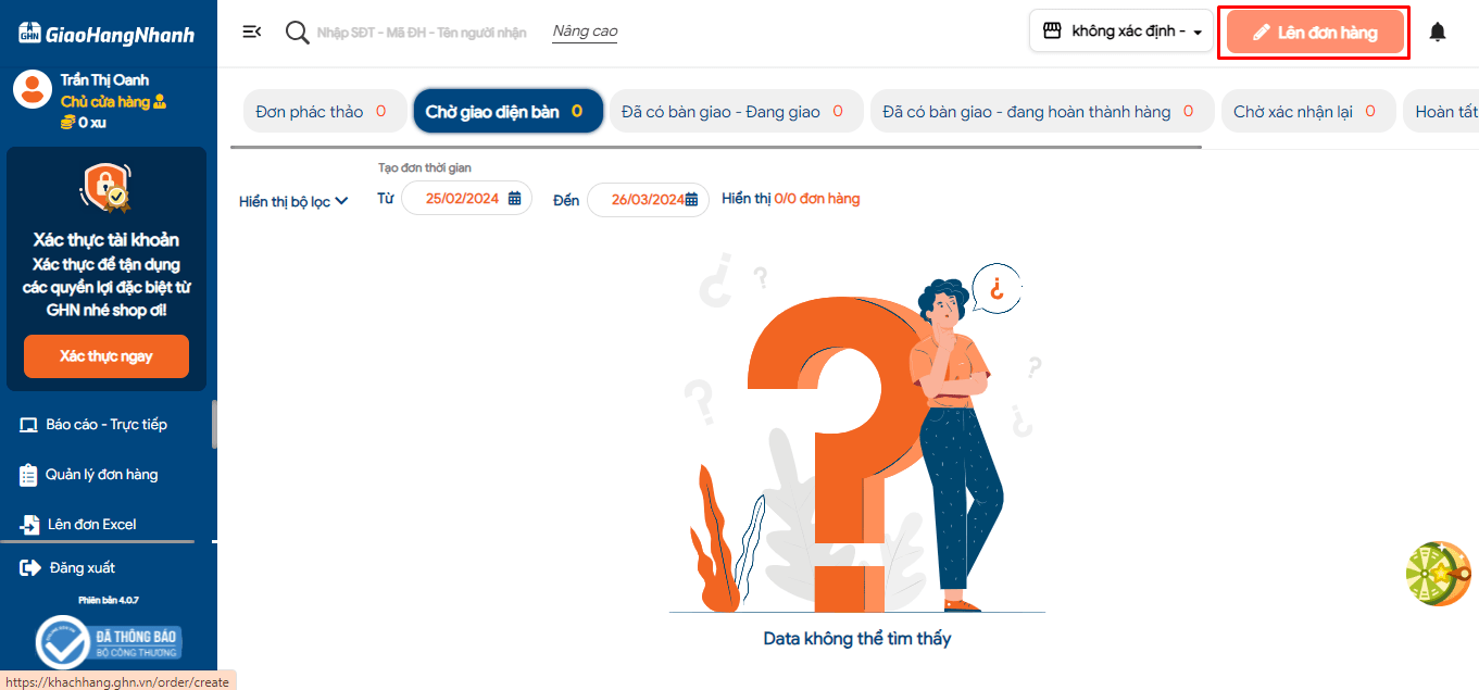 Tạo đơn hàng Giao Hàng Nhanh