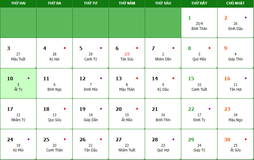 Mùng 5 tháng 5 là ngày mấy Dương lịch Mùng 5 tháng 5 là ngày mấy Dương lịch