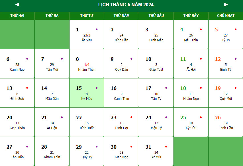 Tìm hiểu 15/5 là ngày mấy Âm, thứ mấy