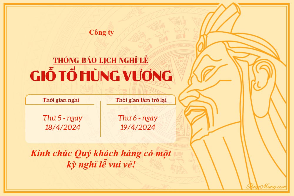 Mẫu thông báo nghỉ lễ 10.3