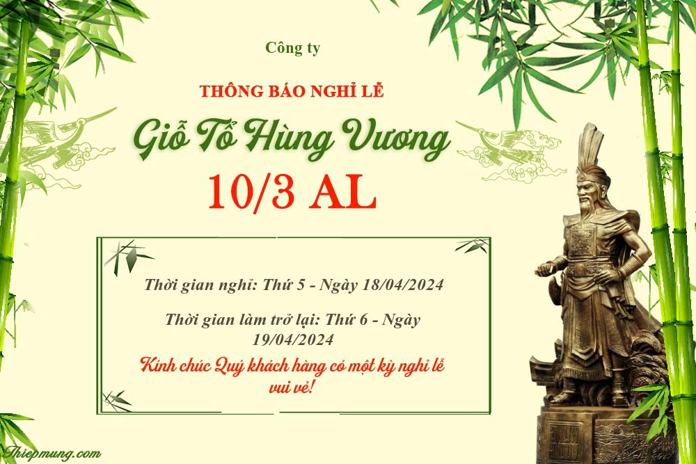 Mẫu thông báo nghỉ 10/3