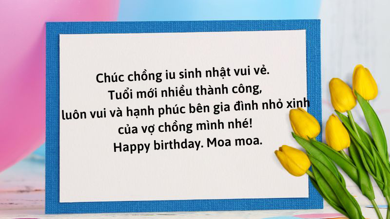 Thiệp chúc mừng sinh nhật tặng chồng yêu