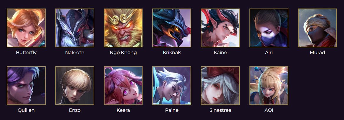 Các tướng sát thủ trong Liên Quân Các tướng sát thủ trong Liên Quân