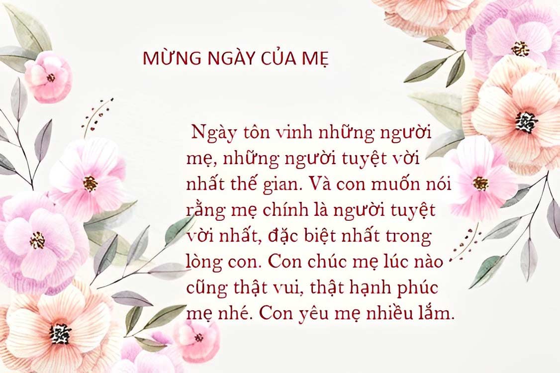 Mẫu thiệp chúc mừng Ngày của Mẹ
