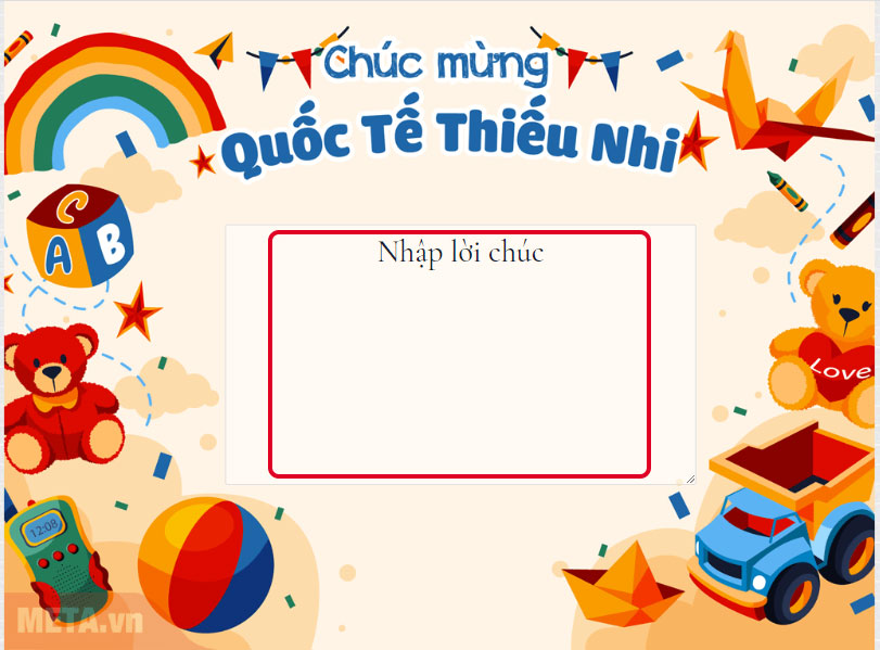 Nhập lời chúc 1/6 vào khung đỏ