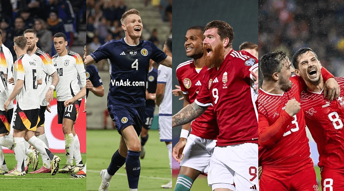 4 đội bóng thuộc bảng A Euro 2024