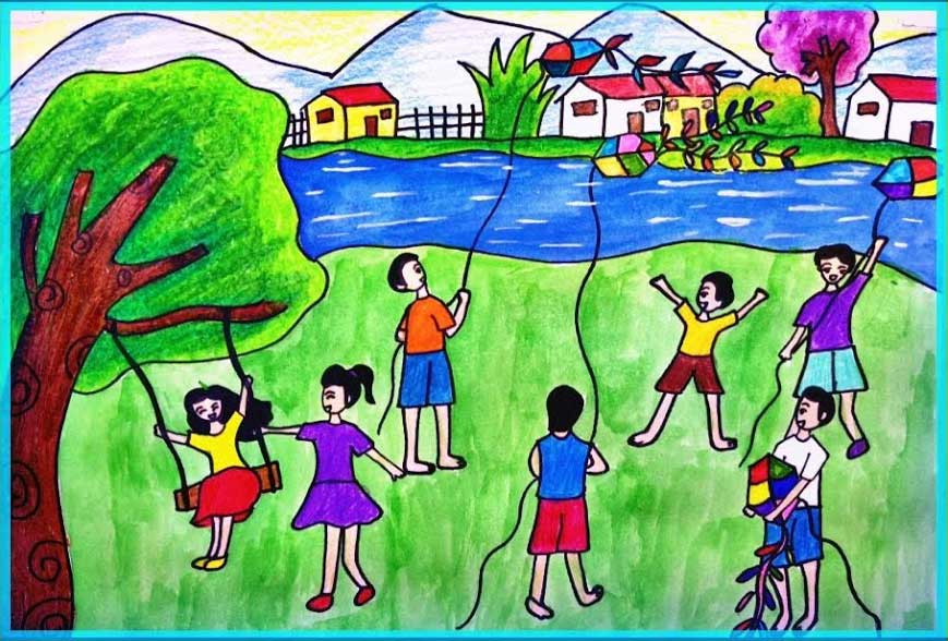 Tranh vẽ ngày Tết Thiếu nhi mùng 1 tháng 6