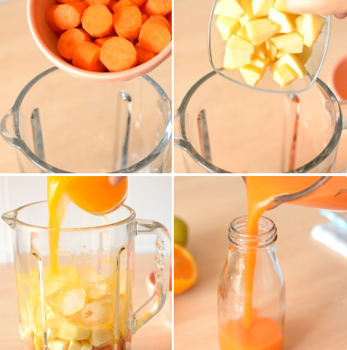 Xay sinh tố cam cà rốt táo