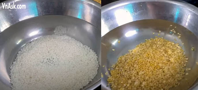 Ngâm gạo nếp và đậu xanh