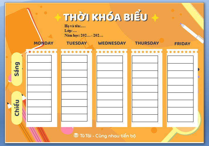 Thời khóa biểu bằng file Word đẹp