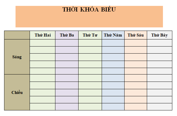 Thời khóa biểu bằng file Word đơn giản