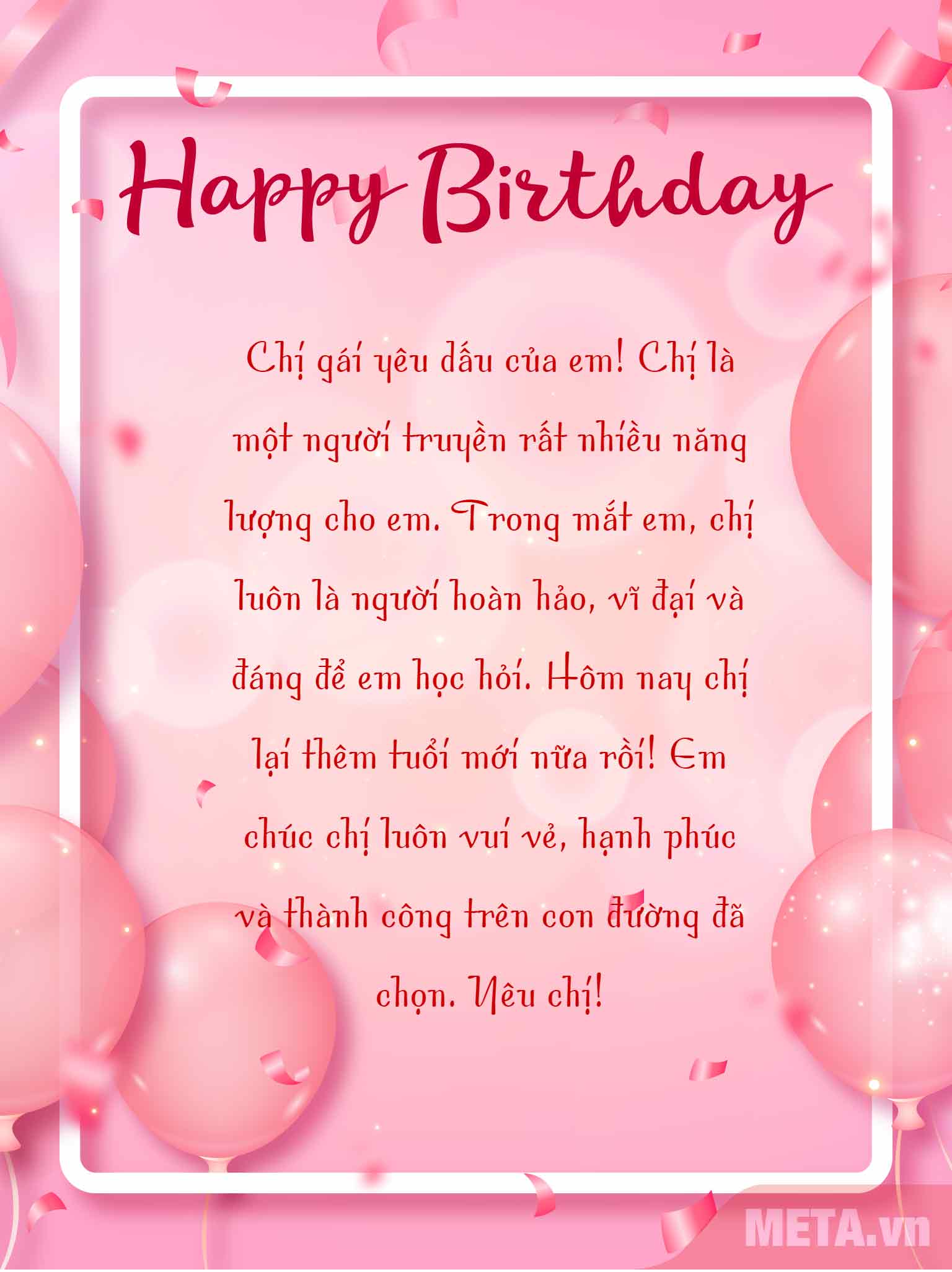 Thiệp mừng sinh nhật cho chị