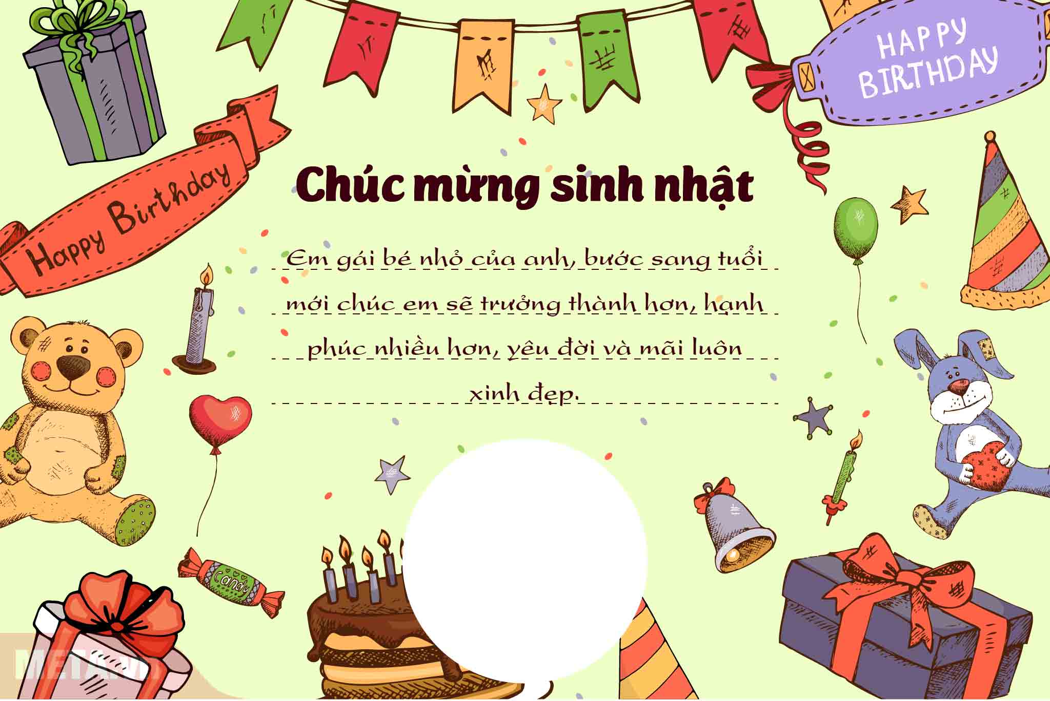 Thiệp mừng sinh nhật em gái cute