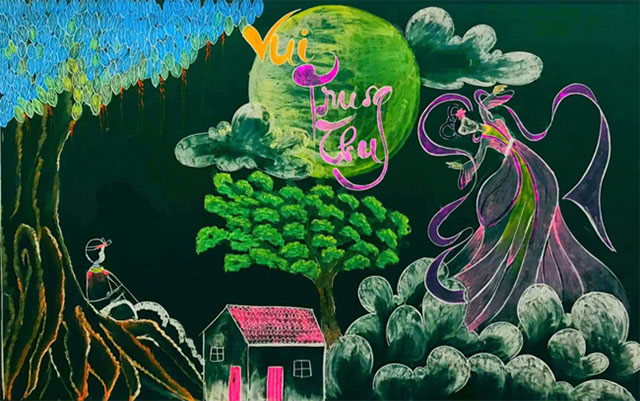 Trang trí bảng Tết Trung Thu đẹp