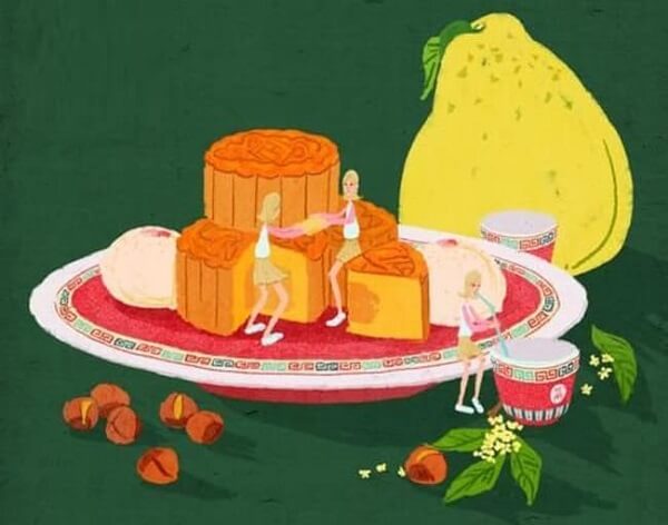 Mẫu tranh vẽ bánh Trung Thu